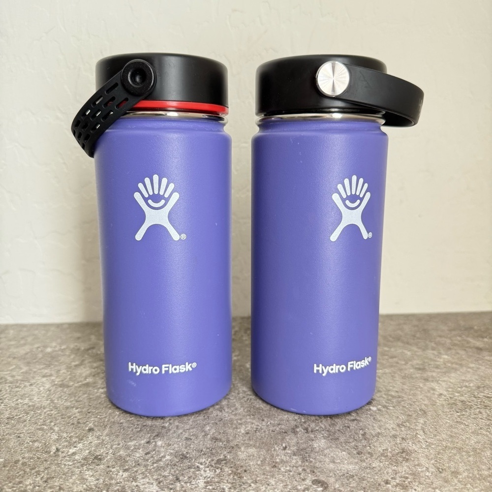 Hydro Flask Thermos Set Two Wide Mouth Purple 16 Oz